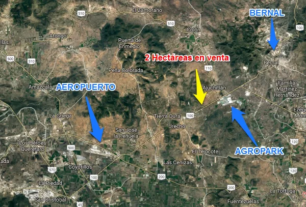 Hectárea en Venta en carretera Estatal No. 100 en dirección hacia Querétaro